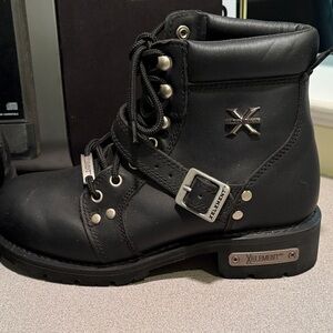 Element Black Leather Boots with Silver Accents